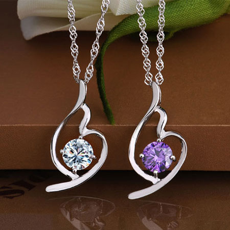Комплект ожерелья и серег ангела с аметистом из пурпурного серебра из стерлингового серебра